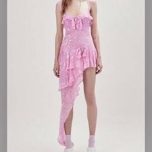 FL&L COSMO asymmetrical Ruffles bow buckle dress